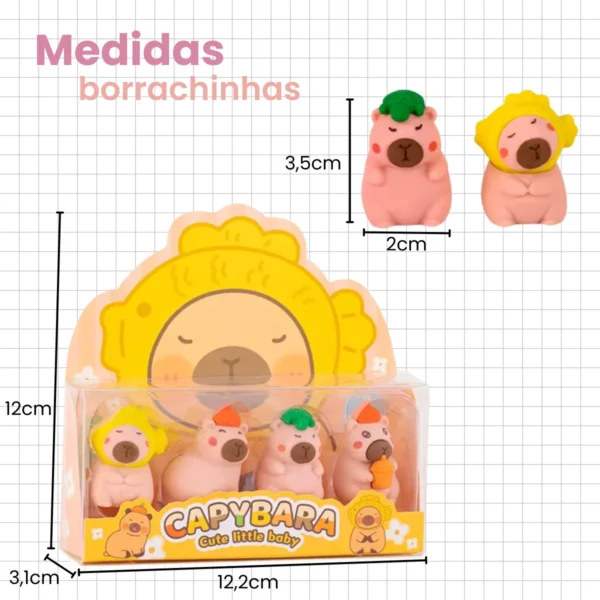 4 Peças Mini Borrachas Kawaii Capivara Fofinha Escolar Borracha Papelaria - Imagem 3
