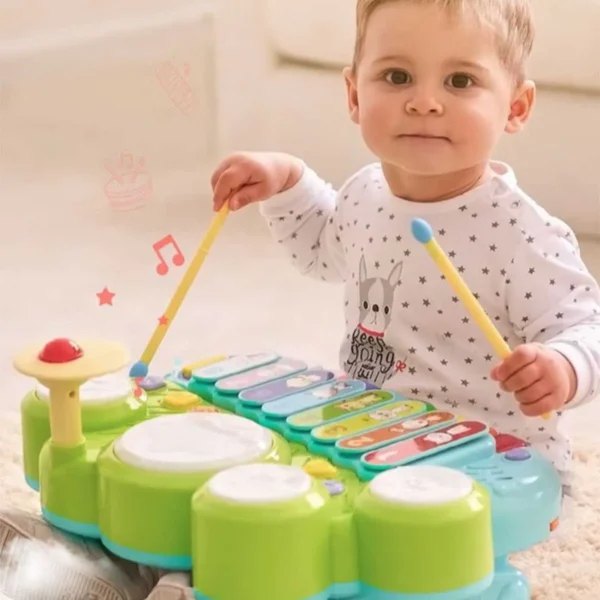 BrinquedosMusicais para Bebês Conjunto de Piano, Xilofone e Bateria 3 em 1 - Imagem 4