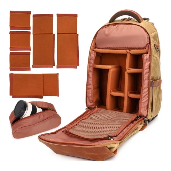 Mochila de Lona e Couro Impermeável - Imagem 4