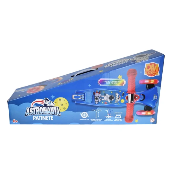 Patinete Astronauta Radical Trinete 3 Rodas Infantil com Luzes Led DM Toys - Imagem 5