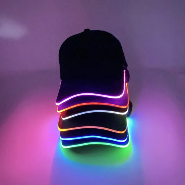 Chapéu de beisebol com luz led piscando brilho rave festa - Imagem 2