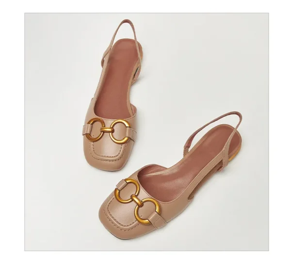 Sandálias femininas retrô moda sapatos de salto baixo estilingue camurça - Imagem 9