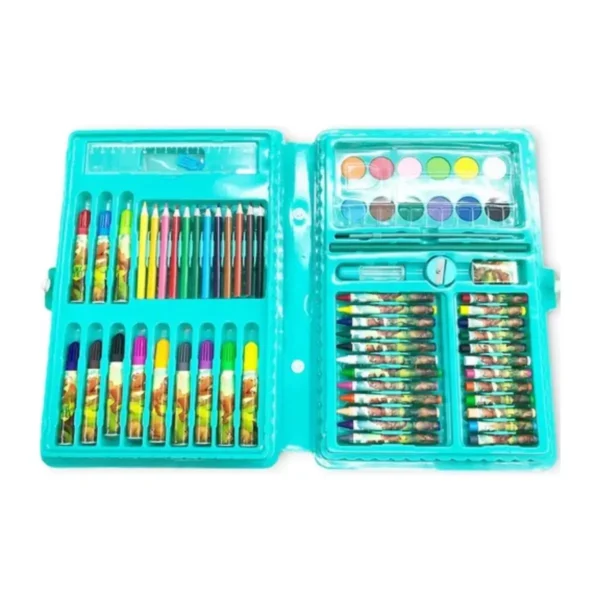 Maleta Estojo Pintura Escolar Dinossauro 68 Peças Canetinhas - Imagem 3