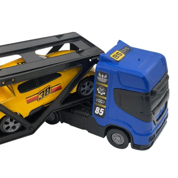 Mini Cegonheiro de Brinquedo com 2 Carrinhos - Azul - Imagem 2