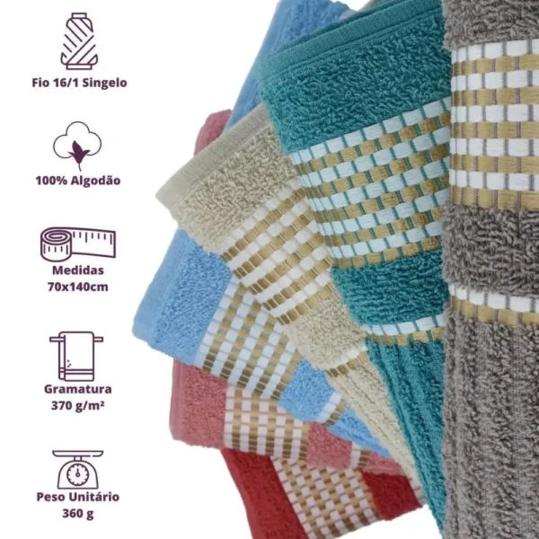 Toalha de Banho Canelada Beka 350g/m2 80x150 cm - Imagem 4