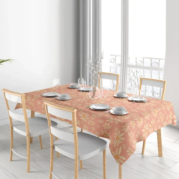 Modern Retro Tablecloth with Flower Print Perfect for Dining - Imagem 3