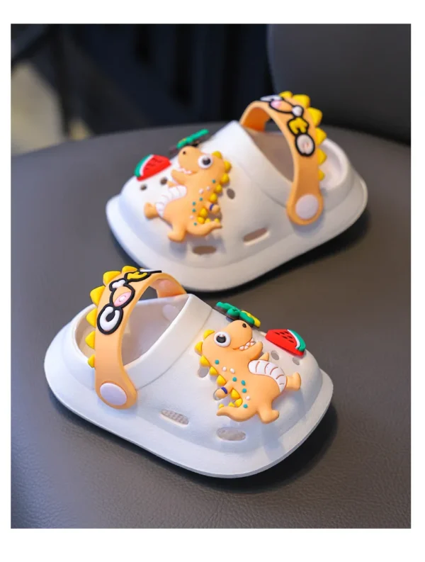 chinelos crianças sandálias macio anti-skid dos desenhos animados dinossauro diy - Imagem 12