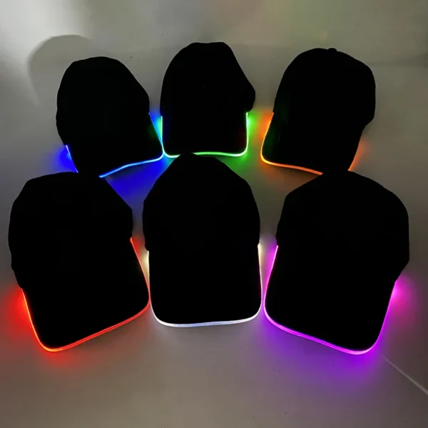 Chapéu de beisebol com luz led piscando brilho rave festa - Imagem 6