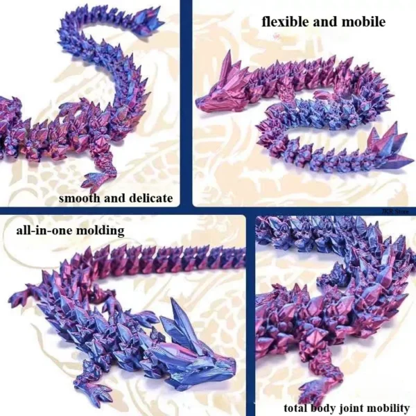 3d impresso dragão rotativo conectado dragão de cristal ocidental - Imagem 3