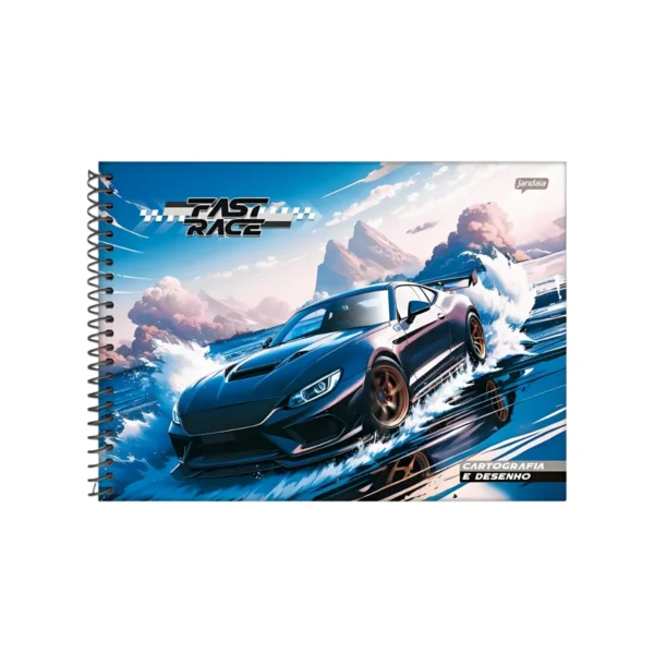 Caderno Espiral Cartografico 80Fls Carros Fast Race Jandaia - Imagem 4