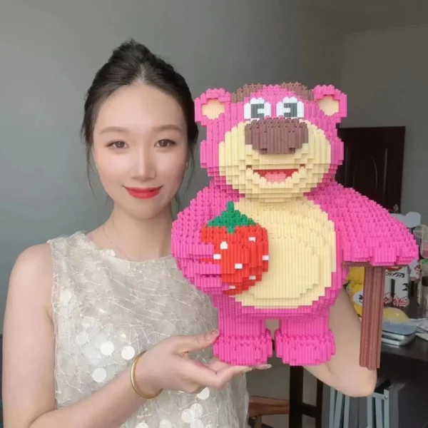 30cm extra grande morango urso bloco de montagem - Imagem 3