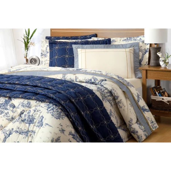Kit Coordenado Completo 10 PEÇAS Edredom, Cobre Leito e Jogo de Cama Lençol Porcelana Casal Queen Algodão 180 Fios Luxo