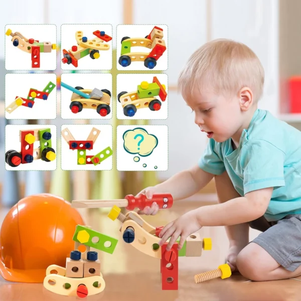 Conjunto de Ferramentas de Madeira para Crianças , Incluindo Caixa de Ferramentas, Construção STEM Educacional Montessori - Imagem 4