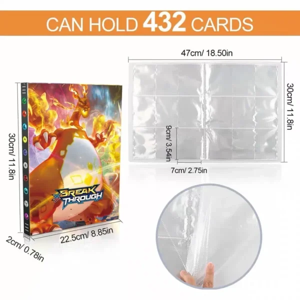 Álbum de desenhos animados 432/240 pçs cartão livro protetor gengar charmander - Imagem 9