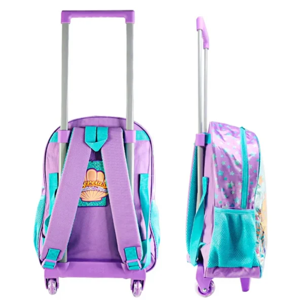 Mochila de Rodinhas Escolar Sereia Encanto dos Mares - Imagem 3