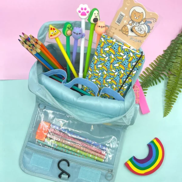 Estojo Grande Capacidade para Lápis Organizador Escolar Papelaria - Imagem 4