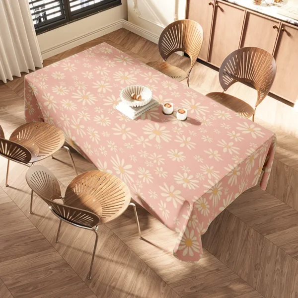 Modern Retro Tablecloth with Flower Print Perfect for Dining - Imagem 2