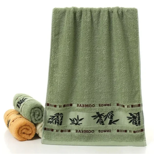 Toalha de banho verde de bambu 100% fibra de bambu bordada - Imagem 5