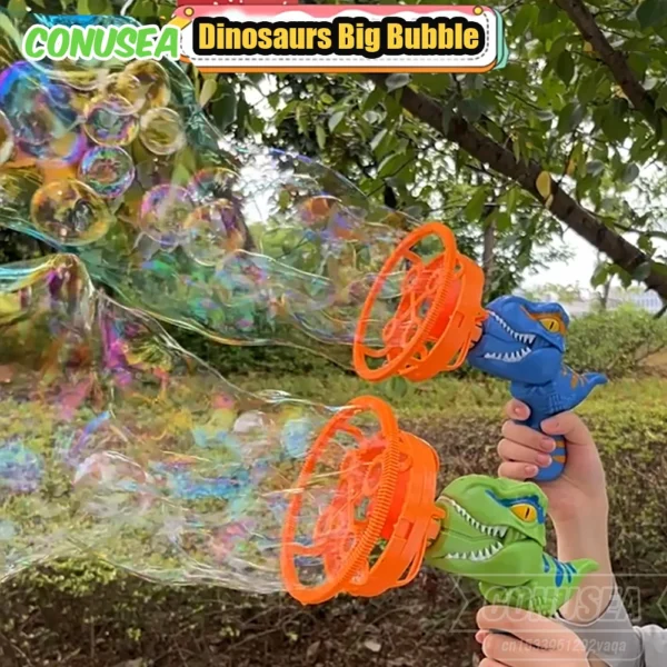 2 em 1 dinossauro bolha de sabão elétrica bolha arma - Imagem 4