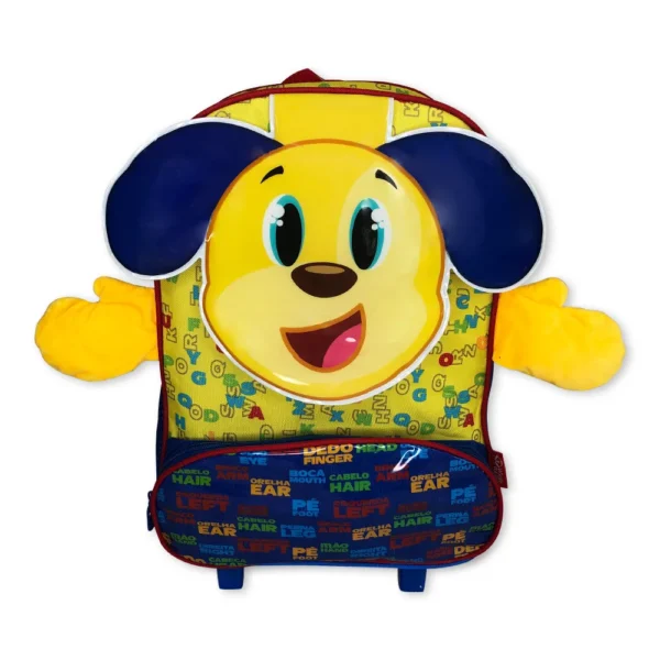 Mochila Infantil Escolar Cachorro Rodinha Amarela - Imagem 3