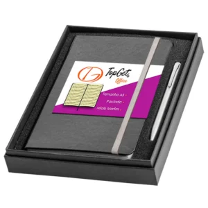 Caderneta 14x21cm A5 80 Folhas Pautadas e Caneta TopGet