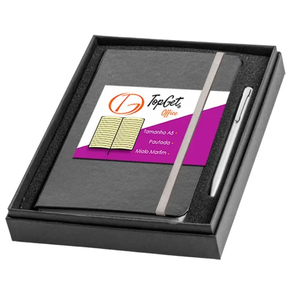 Caderneta 14x21cm A5 80 Folhas Pautadas e Caneta TopGet