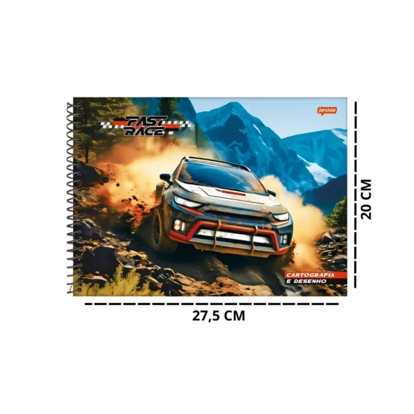 Caderno Espiral Cartografico 80Fls Carros Fast Race Jandaia - Imagem 2