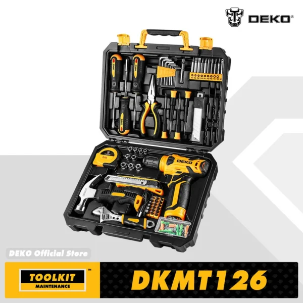 Kits combinados de ferramentas elétricas DEKO DKMT126 com furadeira sem fio de 8V, kits de ferramentas manuais DIY domésticas, mandril sem chave de 10MM 3/8 ''