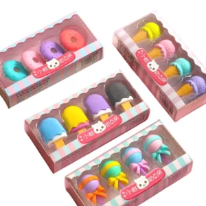 4 Peças Borrachas Kawaii Desenhos Animados Sobremesa Escola Borracha Papelaria