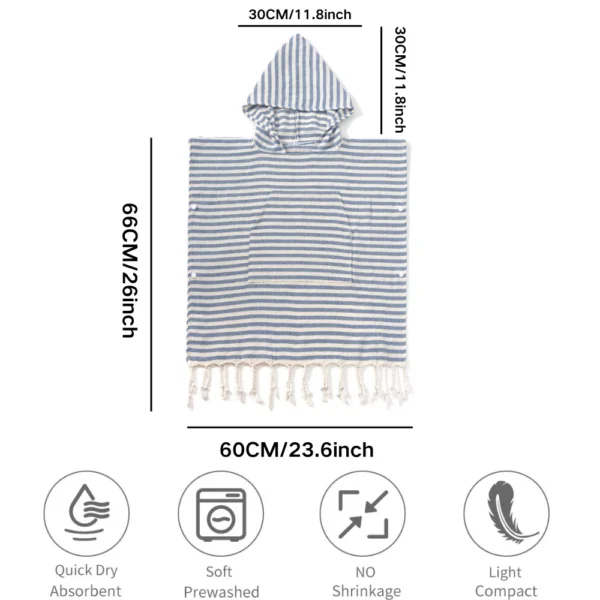 Toalha de banho listrada para crianças, roupão com capuz, absorvente para natação, viagem, praia, 1pc - Imagem 2