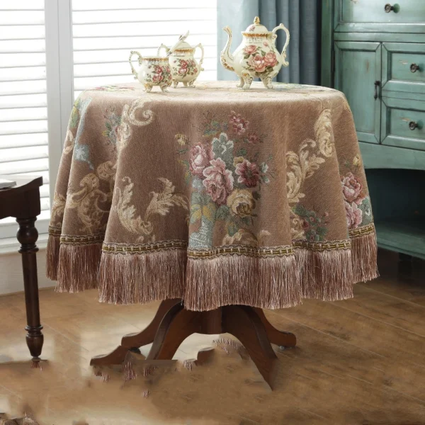 Toalhas de mesa retrô de chenille para mesa de jantar - Imagem 4