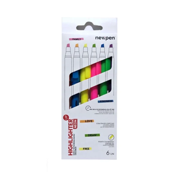Caneta Marca Texto Pastel ou Neon 6 unidades Newpen - Imagem 5