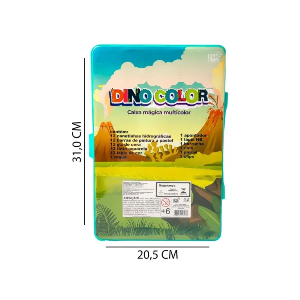 Maleta Estojo Pintura Escolar Dinossauro 68 Peças Canetinhas - Imagem 4
