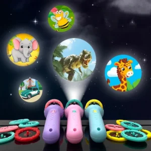 Novidade infantil pequeno brinquedo lanterna de projeção luminosa