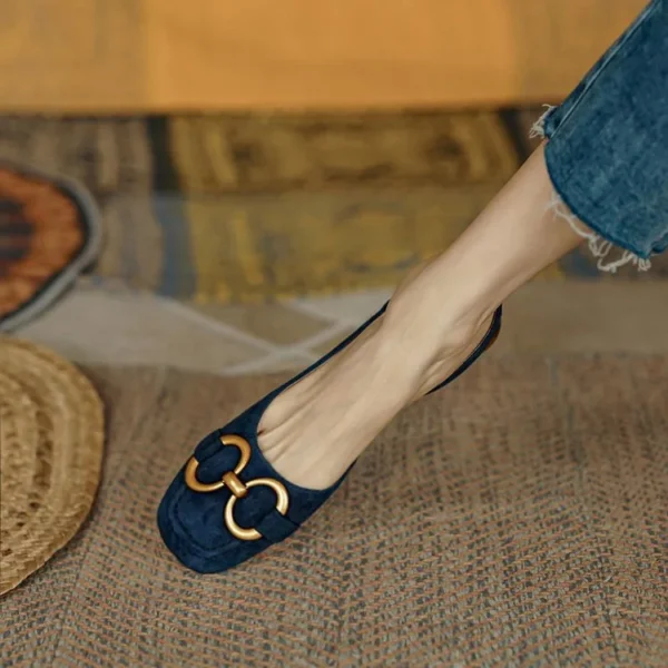 Sandálias femininas retrô moda sapatos de salto baixo estilingue camurça - Imagem 16