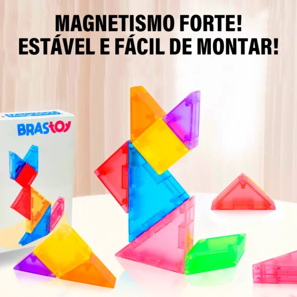 Blocos Montar Magnéticos de Quebra-cabeça Tangram Brinquedo Educativo Infantil - Imagem 7