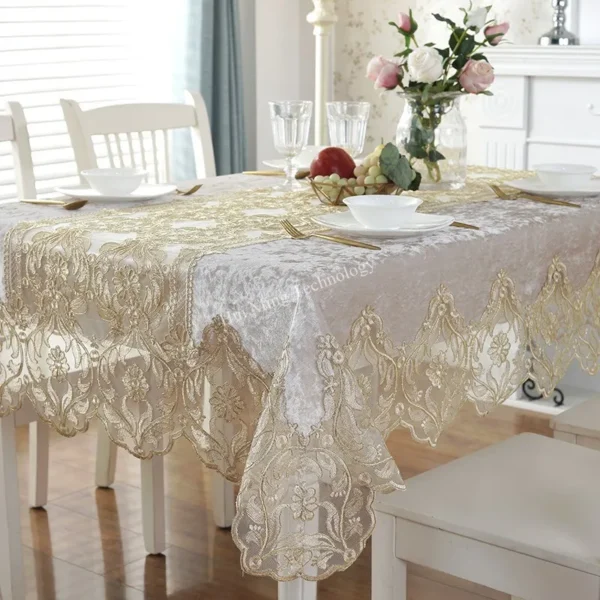 Toalha De Mesa Retangular Bordada Europeia - Imagem 6
