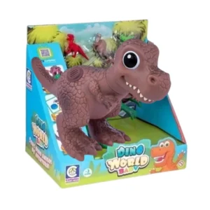 Brinquedo Boneco Dino World Babys T Rex c/ 3 Mini Dinossaurinhos Emite Som 16cm Cotiplas