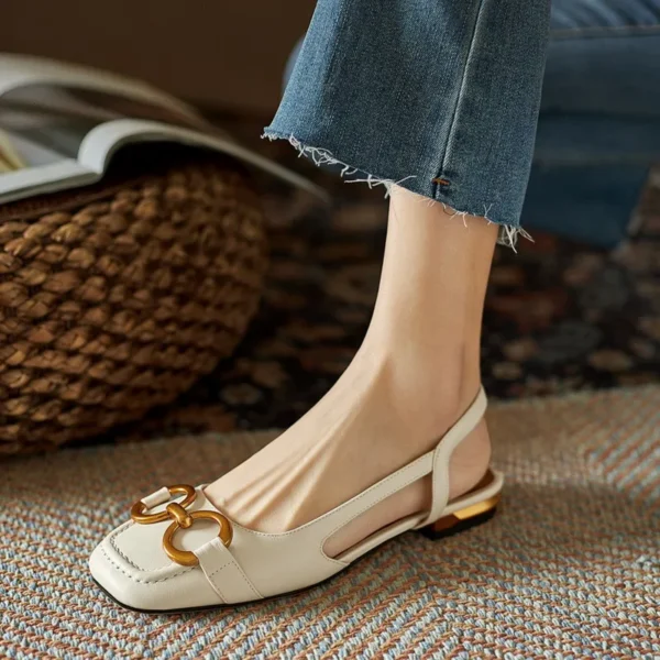 Sandálias femininas retrô moda sapatos de salto baixo estilingue camurça - Imagem 6