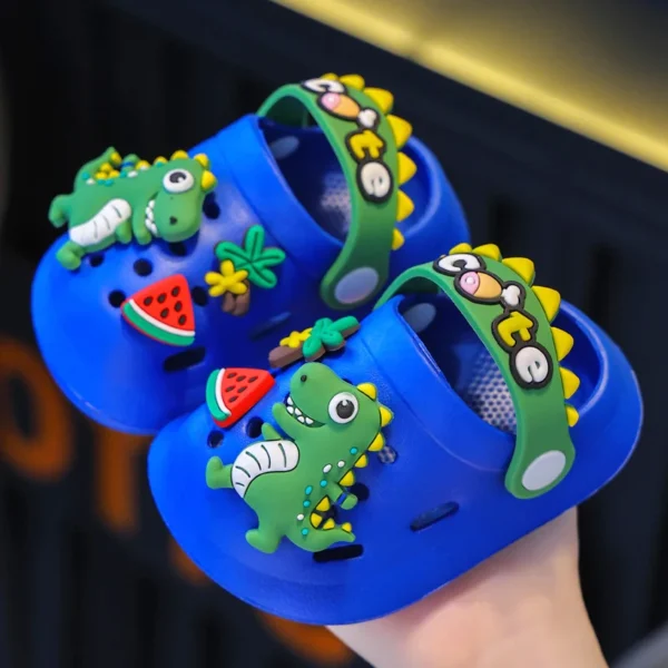 chinelos crianças sandálias macio anti-skid dos desenhos animados dinossauro diy - Imagem 4