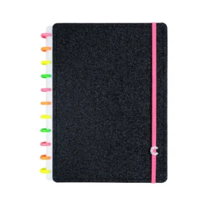 Caderno Lets Glitter Neon Black - Grande