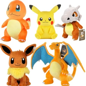 Pokémon Anime Boneca de pelúcia, brinquedo recheado, Pikachu, Bulbasaur, Jigglypuff, Lapras, Eevee