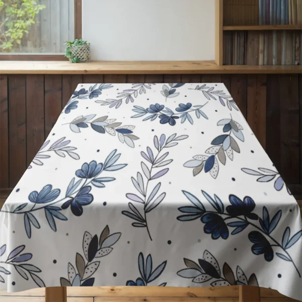 Toalha de mesa moderna para sala de jantar, azul, estampa floral, decoração de casa - Imagem 4
