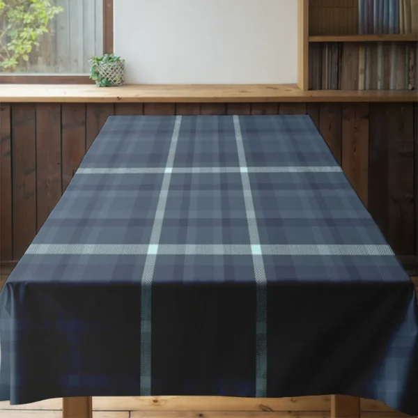 Toalha de mesa moderna com padrão xadrez, azul marinho, espinha de peixe - Imagem 4