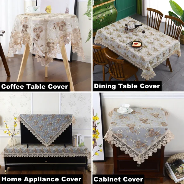 Battilo-Toalha De Mesa De Renda Bordada Retangular - Imagem 5
