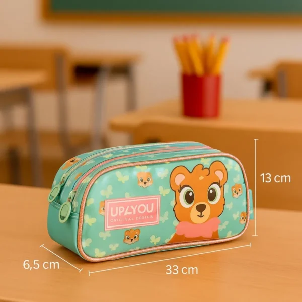Estojo Escolar Duplo Ursinho Up4You Verde - Imagem 3