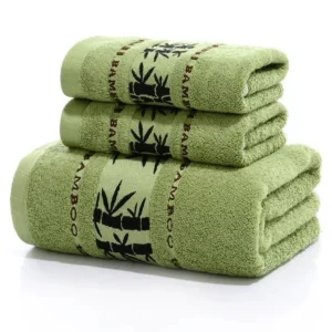 Toalha de banho verde de bambu 100% fibra de bambu bordada