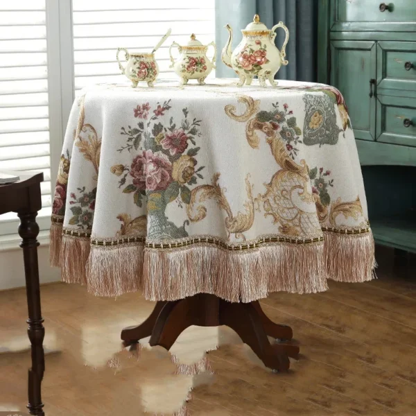 Toalhas de mesa retrô de chenille para mesa de jantar - Imagem 5