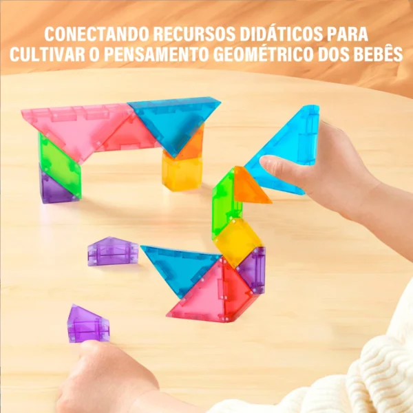Blocos Montar Magnéticos de Quebra-cabeça Tangram Brinquedo Educativo Infantil - Imagem 10