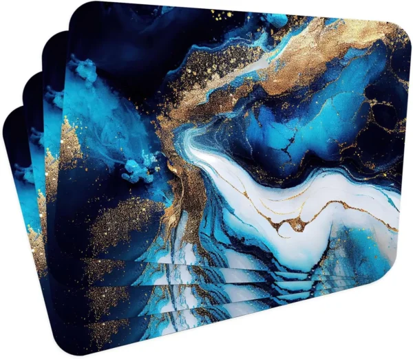 Mármore azul e ouro flores placemat para a mesa de cozinha tapete acessórios de decoração de cozinha placemats para mesa